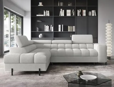 Produktbild von ELTAP Ecksofa Ferucce links mit Schlaffunktion und Bettkasten, Hellgrau