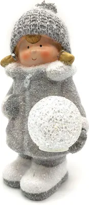 Produktbild von Winterkind Mädchen mit LED Schneeball 25cm Dekofigur Weihnachtsdeko