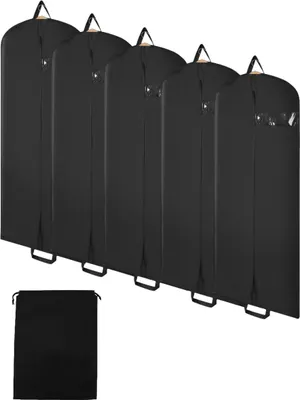 Produktbild von Hengda Kleidersack 5er Set 128x60cm Schutzhülle Kleiderhülle mit einem Griff schwarz Schuhsack