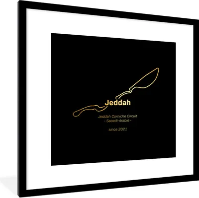 Produktbild von MuchoWow® Gerahmtes Poster F1 - Jeddah - Rennstrecke 40x40 cm - Poster mit Schwarzem Bilderrahmen Wandposter Rahmen Foto Bilder - Poster - Plakat im Rahmen