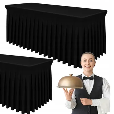 Produktbild von Stretch Tischhusse 185x78 cm - Schwarz - Elastische Biertischhusse Catering - Universell