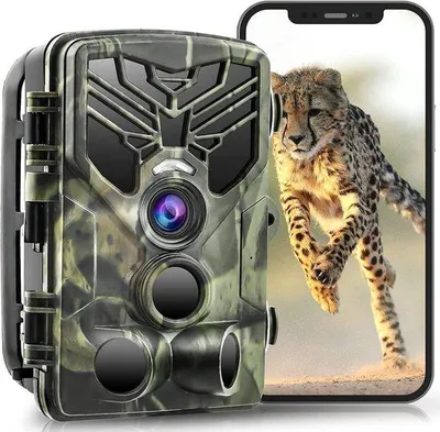 Zdjęcie produktu dla Kamera do obserwacji dzikiej przyrody z Wi-Fi, 36 MP / 4K, z funkcją nocnego widzenia i detekcją ruchu - kamera myśliwska z aplikacją Bluetooth, diodami IR, pamięcią 32G, idealna do obserwacji przyrody