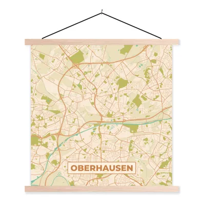 Produktbild von MuchoWow® Textilposter Vintage - Karte - Stadtplan - Oberhausen - Karte 40x40 cm mit holzfarbenen Rahmen - Posterleiste