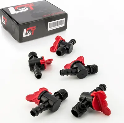 Produktbild von 5x Absperrhahn Kugelhahn PE-Rohr für Tropfanlage Gartenbewässerung 16x1/2"