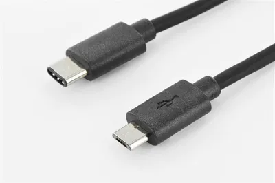 Obrázok produktu pre Digitus AK-300137-018-S, 1,8 m, USB C, Micro-USB B, USB 2.0, Samec/samec, Čierna