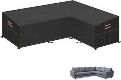Productafbeelding van Waterdichte L-vormige Hoes voor Tuinmeubelen - Beschermhoes Hoekbank voor Buiten, Afdekzeil voor Loungebank, 286 x 222 x 90 x 80/65 cm