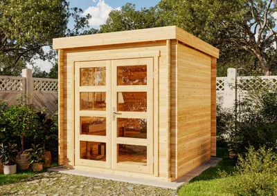 Produktbild von Alpholz Gartenhaus Set Paloma Petit Natur 230x230cm mit Boden & Dacheind.