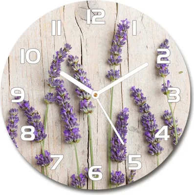Produktbild von Wanduhr aus Glas 30fi Glasbild Glasuhr Gehärtetes Glas - weisse-zeiger - Lavender on the wood
