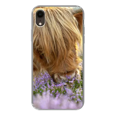 Produktbild von MuchoWow® Handyhülle Schutzhülle Hülle für iPhone XR Schottische Highlander - Gras - Heidekraut - Tiere Silikon Softcase Handy Hülle - Schutzdeckel