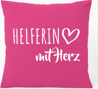Produktbild von Huuraa Kissen Herferin mit Herz 40x40cm mit Füllung Fuchsia Baumwolle Dekokissen Geschenkidee
