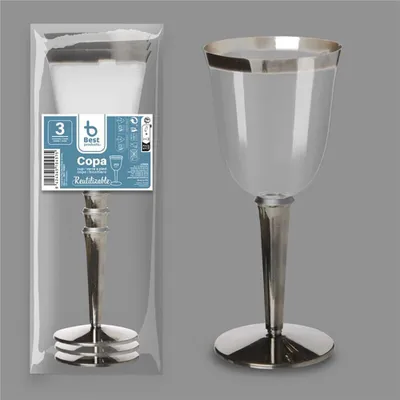 Produktbild von Wiederverwendbares Wein-Glas, 3 Stück. Fassungsvermögen 250 ml