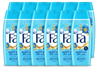 Image de 12 flacons de gel douche "Fa Magische Olie" - Fleur de lotus bleue - 250 ml - Pack économique - 12 pièces