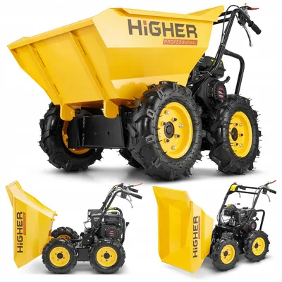 Zdjęcie produktu dla Taczka spalinowa wozidło spalinowe budowlane wywrotka 4x4 taczka HIGHER 6,5KM 300kg