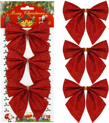 Obrázek produktu pro Vánoční mašle 11x11cm červené sada 3ks, vánoční dekorace