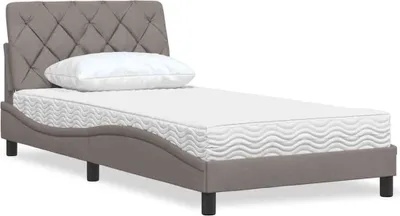 Imagen del producto de Cama con colchón tela gris taupe 100x200 cm