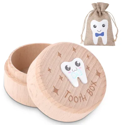 Imagen del producto de Caja de madera, 1 unidad, fabricada en 3D, para guardar dientes de leche