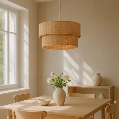 Produktbild von Opviq, Elegante Pendelleuchte Ø30 cm, Beige/Weiß, Höhenverstellbar, IP20