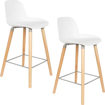 Produktbild von Zuiver Albert Kuip Barhocker mit Rückenlehne 65 cm Weiß - 2 er Set