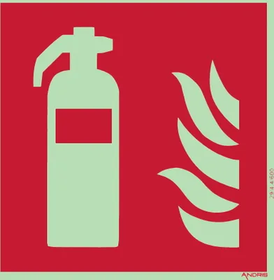 Produktbild von Brandschutzzeichen Symbolschild Feuerlöscher ISO Folie nachleuchtend und selbstklebend 150x150mm  orig. ANDRIS®