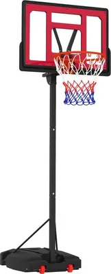 Immagine prodotto di Canestro da basket Fortuna Lai per esterni per bambini, 200-260 cm, supporto regolabile in altezza con rotelle, sacco zavorra, impianto da basket con supporto per bambini dai 6 anni in su, rosso