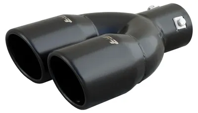 Produktbild von Simoni Racing Auspuffblende Doppel Rund/Schräg Edelstahl Schwarz - Ø76xL230mm -