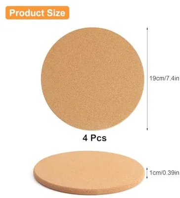 Produktbild von Famanu Untersetzer Set 4 Stück - Runde, hitzebeständige Korkuntersetzer, 19 cm