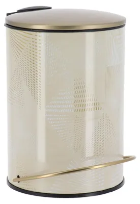 Produktbild von Runder Mülleimer aus bedrucktem Metall mit goldenem Deckel und Fallbremse, 3 l, Design "Chicissime"