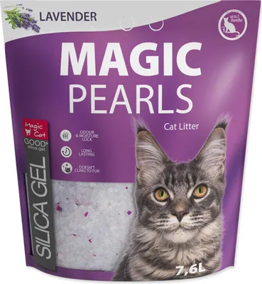 A bag of Magic Pearls cat litter with lavender scent.