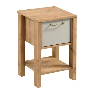 Image de AX LIVING Table de nuit pour lit boxspring Iseonia SN chene Wotan/Beige