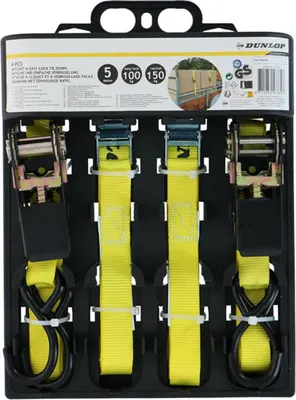 Image de Dunlop - Sangles de transport avec tendeur 4 pcs. 5m / 150 kg Sangles en jaune