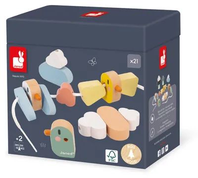 Image de Janod Sweet Cocoon - Set de jouets oiseaux en perles de bois pour enfants
