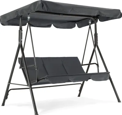 Produktbild von M MCombo 3-Sitzer Hollywoodschaukel, Gartenschaukel mit Verstellbares Sonnendach, Schaukelbank Outdoor, Gartenliege Wetterfest, Grau 8003