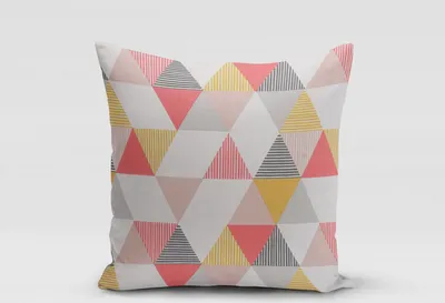 Produktbild von SCHÖNER LEBEN. Kissenhülle Brio Dreiecke Coral rosa pink senf grau ve Größe 70x70cm (HxB) 70x70cm (HxB) Größe