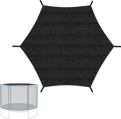 Obrázek produktu pro Clanmacy stínící plachta na trampolínu, odolná proti roztržení a UV záření, letní markýza na trampolínu pro 6 tyčí, kulatá černá Ø 244