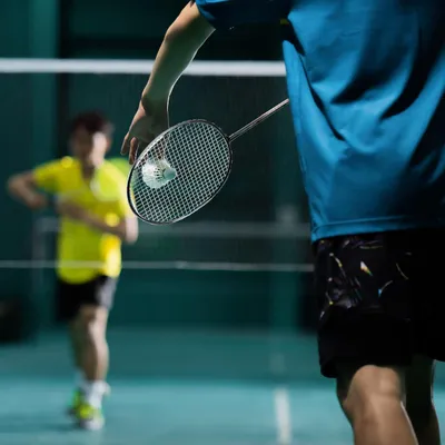 Productafbeelding van Famanu badmintonset: 2 rackets, 10 verenballen, met tas - zwart en wit