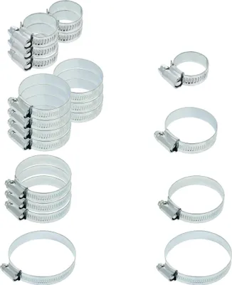 Produktbild von com-four® 21-teiliges Schlauchschellen-Set, Schlauchklemmen in verschiedenen Größen, Spannbreite 12 - 70 mm, Bandbreite 10mm, 13 mm