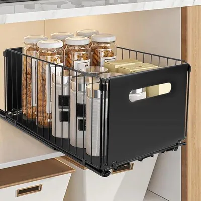 Produktbild von Azomor® Ausziehbare Metalllade für Küchenschränke ohne Bohren oder Schrauben