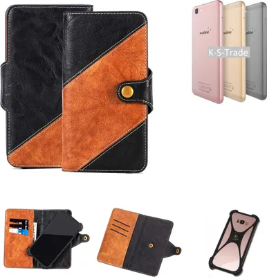 Produktbild von K-S-Trade Handyhülle Schutzhülle Bookstyle Case Wallet-Case kompatibel mit Mobistel Cynus F10 Handy Cover Bumper Klapphülle schwarz hellbraun 1x
