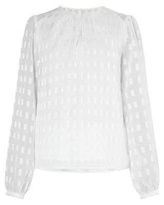 Produktbild von Damen Bluse Weiss Größe L mit Druckmuster und transparenten langen Ärmeln