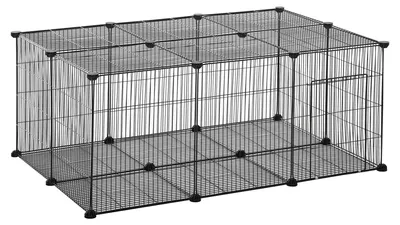 Produktbild von PawHut Kleintiergehege Freigeheg DIY Hase Kleintierkäfig 22 Platten Metall