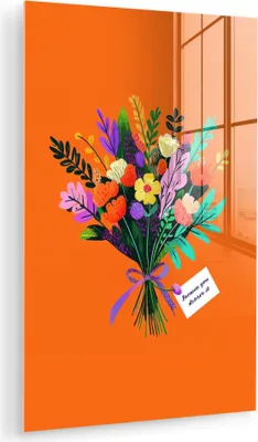 Produktbild von MuchoWow Glasbilder - Bilder auf Wandbild - Foto auf Glas Karte - Blumenstrauß - Blumen 20x30 cm Wanddekoration aus Glas - Acrylglasbild - Acrylbilder - Acrylglas