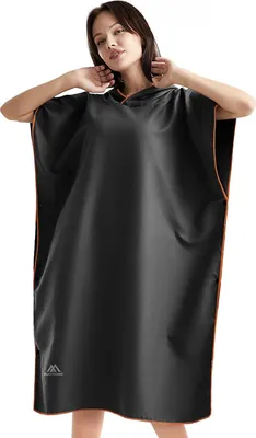 Produktbild von Flintronic Mikrofaser Poncho, 110 * 80cm Quick Dry Badehandtuch Mit Kapuze, Lang Umkleidehilfe für Herren Damen, Ideal zum Strand, Brandung, Surfen, Sauna - Schwarz