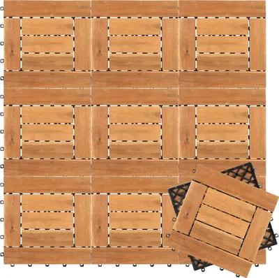 Produktbild von Izrielar 55 STK Holzfliesen Kachel Set 1m² geeignet als Terrassenfliesen und Balkonfliesen aus Akazien Holz 30x30 cm für Garten Terrasse Balkon