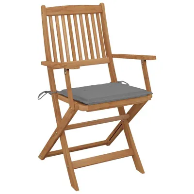 Produktbild von VidaXL 3075086, Terrasse, Gepolsterter Sitz, Akazienholz, Grau, Polyester, 40 cm