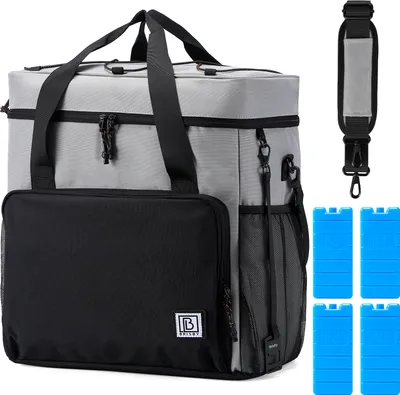 Produktbild von Brisby 4 Schicht isolierte Kühltasche - Lunch Bag 30 Liter - Schwarz Grau