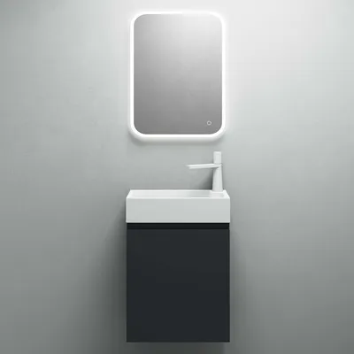 Produktbild von Mai & Mai Badmöbelset Badezimmermöbel bestehend aus Waschbecken LED-Spiegel und Waschbeckenunterschrank in Anthrazit Matt, BTH: 46x26x63cm Pisa02