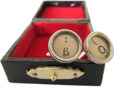 Produktbild von ß 9 ( Manschettenknöpfe Schreibmaschinentaste Miniblings Vintage Unikat weiß