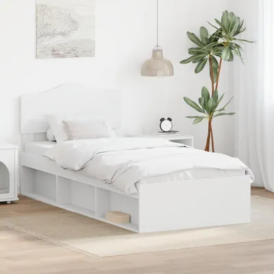 Produktbild von vidaXL Bettrahmen mit Kopfteil Weiß 75 x 190 cm Massives Kiefernholz