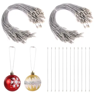 200 Weihnachtsbaum-Aufhänger aus Kunststoff, Silber, 20 cm
