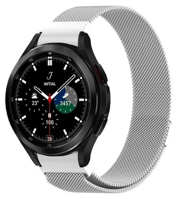 Produktbild von By Qubix passend für Samsung Galaxy Watch 4 Classic - 42 mm / 46 mm - Milanaise-Armband (runder Connector) - Silber